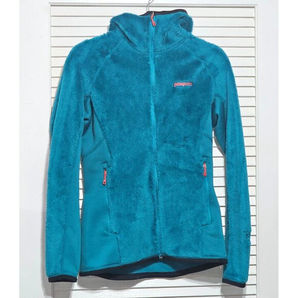 Patagonia Women's Turquoise R3 Hi-Loft Hoodie Fleece Jacket Full Zip Sz M 2980 - Picture 8 of 12